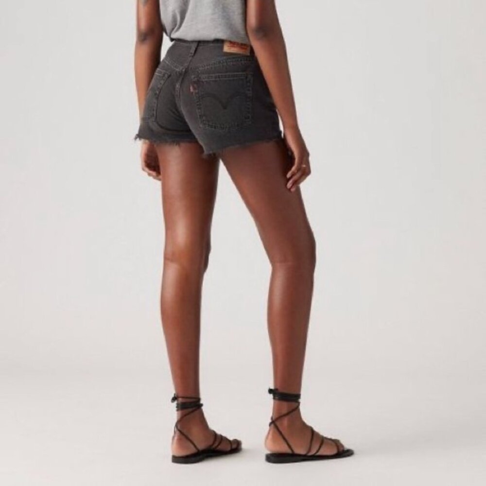 Levi’s Shorts Black Denim 501 High Rise Fly Button Shorts Size 30 Original Fit
